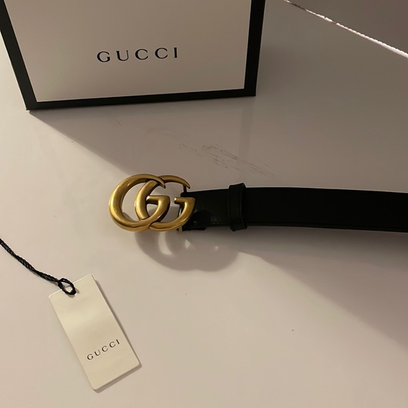 Authentic Gucci leather belt with Double G buckle, sz 29 US waist, worn 2 x - Picture 8 of 16